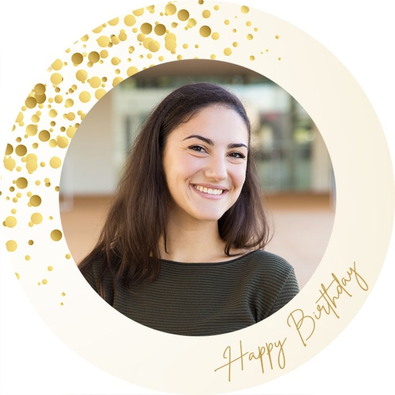 Personalised Gold Happy Birthday Edible Cake Image