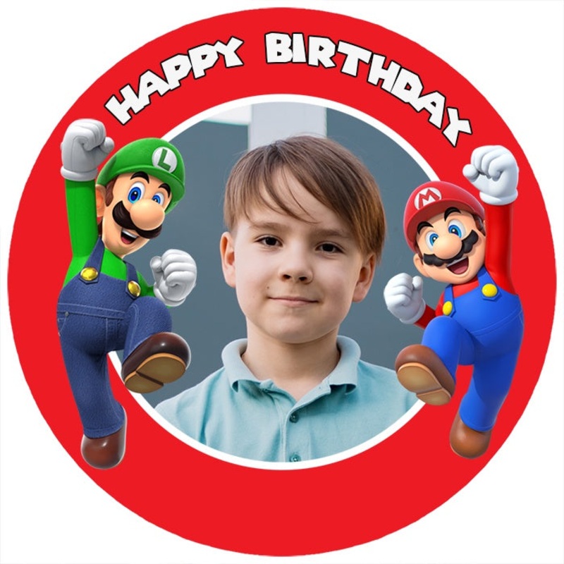 Personalised Super Mario Brothers Edible Cake Image