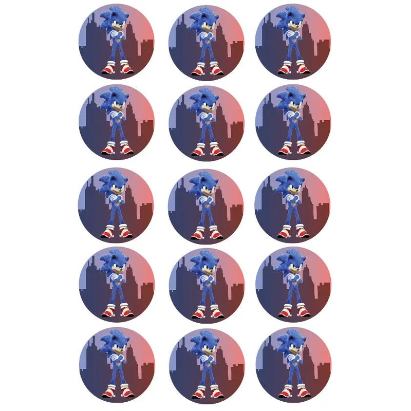 Sonic the Hedgehog Movie Edible Cupcake Images -15pc Sheet