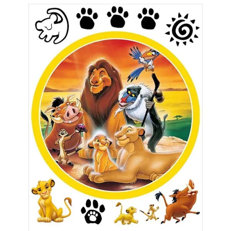 The Lion King Group Edible Cake Image with FREE Edible Icons