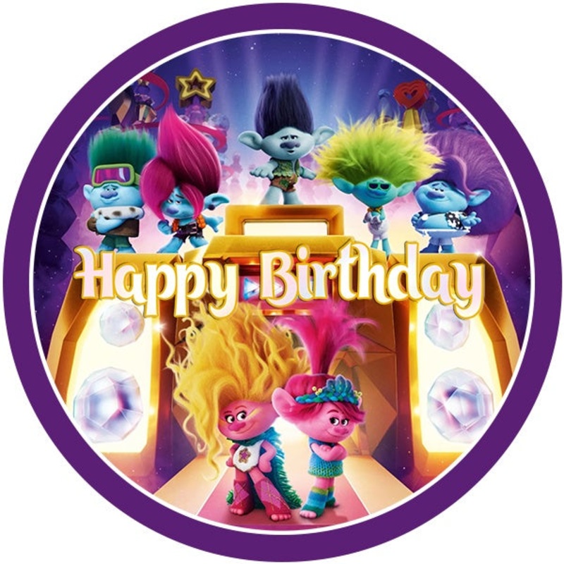 Trolls 3 Band Together Edible Cake Image