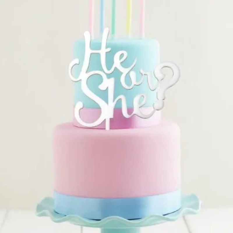White He or She? Cake Topper