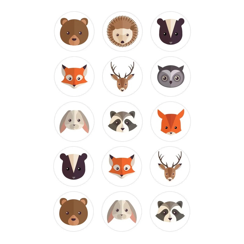 Woodland Animals Edible Cupcake Images