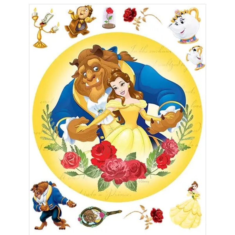 Beauty and the Beast Edible Cake Image with FREE Edible Icons