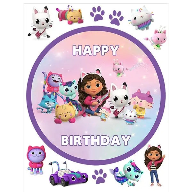 Gabby's Dollhouse Round Edible Cake Image with FREE Edible Icons