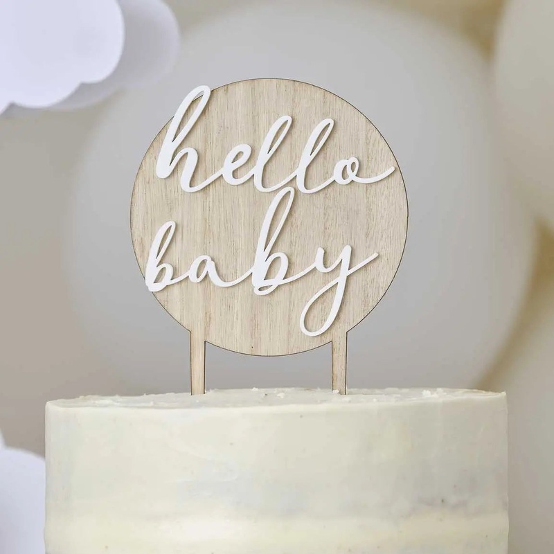 Ginger Ray Hello Baby Wood & Acrylic Baby Shower Cake Topper
