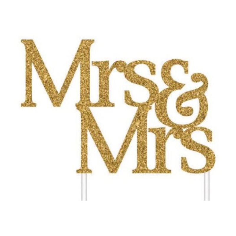 Gold Glitter Mrs & Mrs Wedding Cake Topper