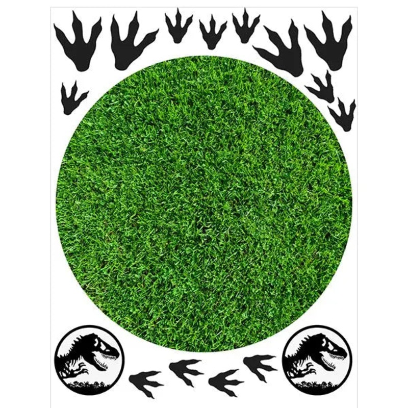 Grass Edible Cake Image with FREE Dinosaur Edible Icons