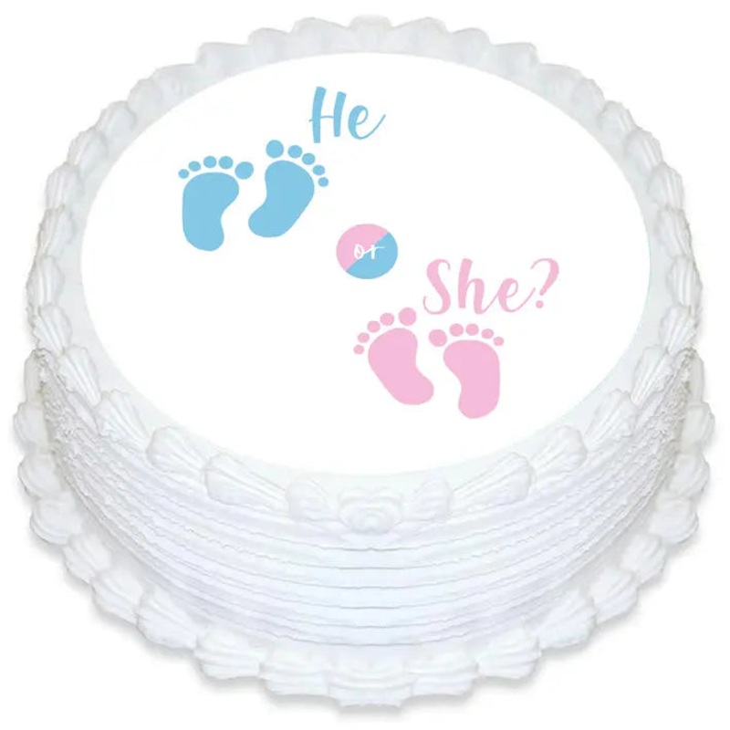 He Or She? Gender Reveal Edible Cake Image