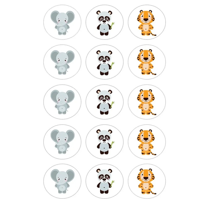 Jungle Animals Edible Cupcake Images
