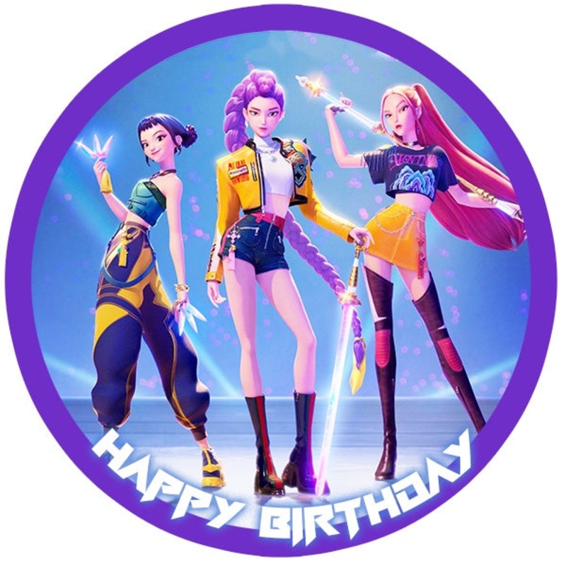 Kpop Demon Hunters Huntrix Girls Edible Cake Image