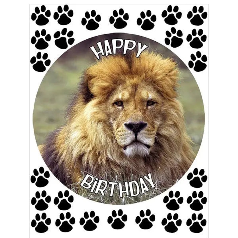 Lion Edible Cake Image with FREE Edible Icons