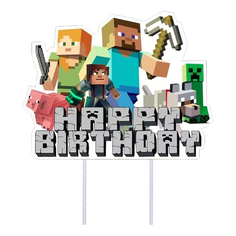 Minecraft Happy Birthday Cake Topper