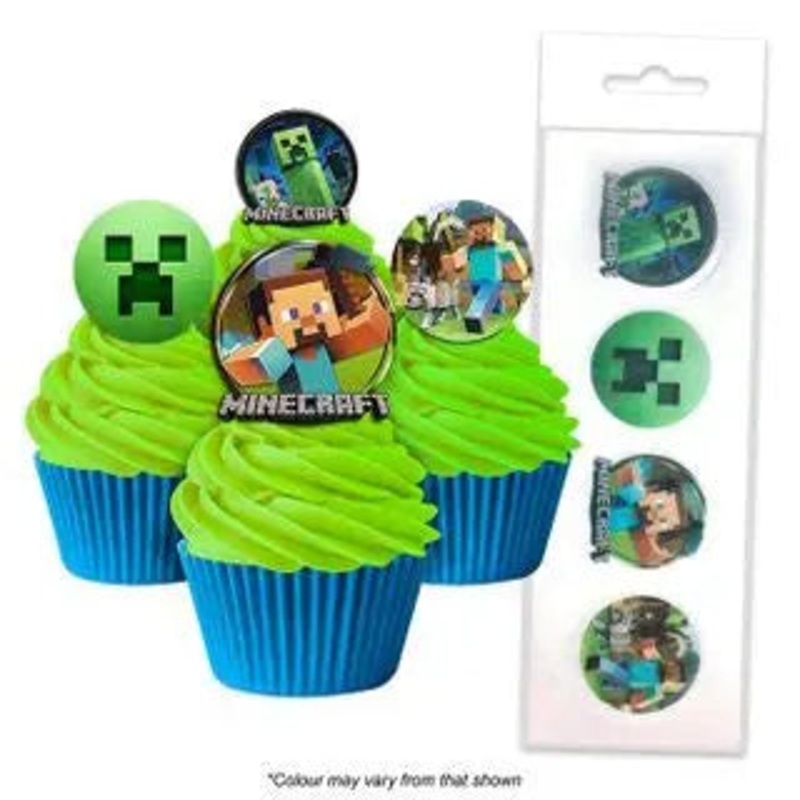 Minecraft Wafer Cupcake Toppers - 16 Pkt