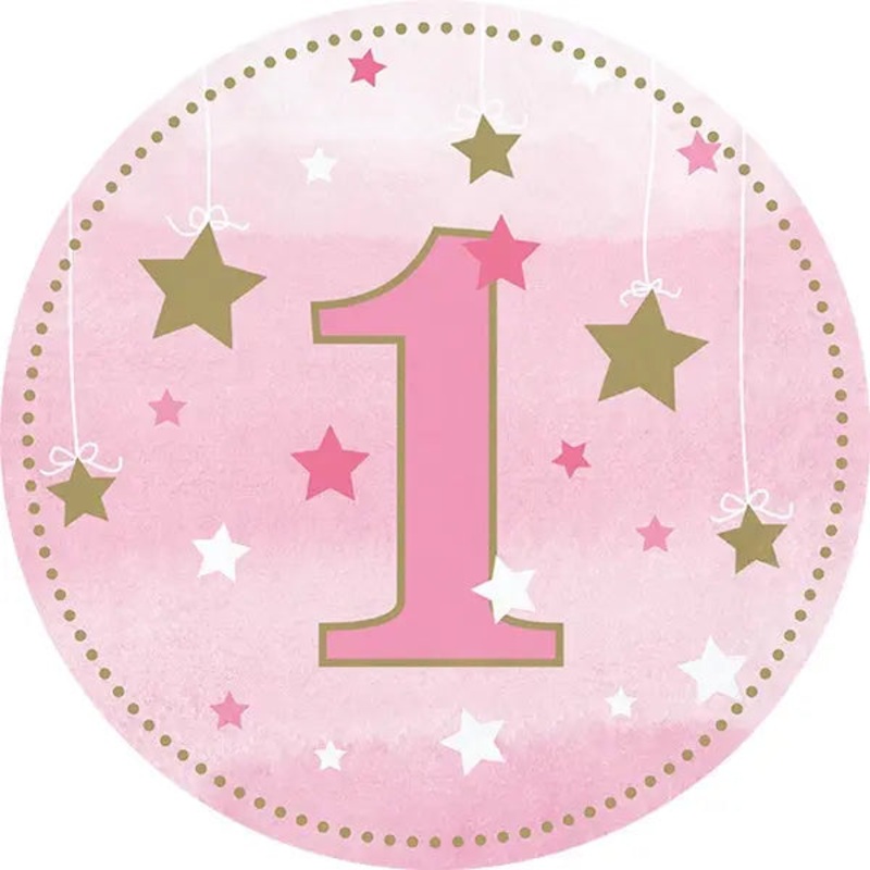 One Little Star Pink 1st Birthday Edible Cake Image