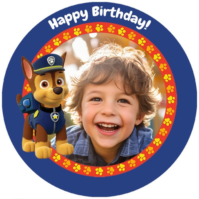 Personalised Paw Patrol Chase Edible Cake Image