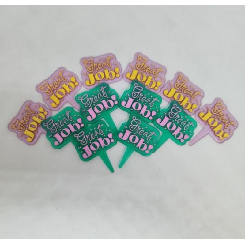 Reusable "Great Job" Cupcake Toppers - 12 Pkt