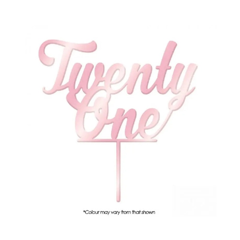 Rose Gold Mirror Twenty One Cake Topper