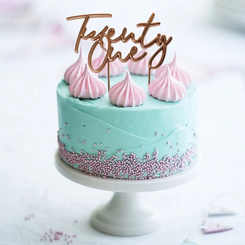 Rose Gold Plated Twenty One Cake Topper