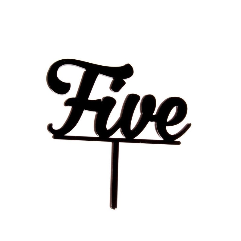 Black Acrylic Five Cake Topper
