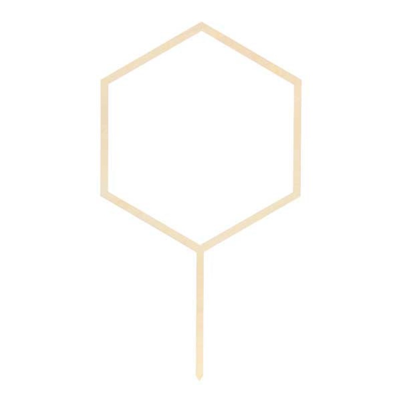 Cake Topper - Hexagon - Wood