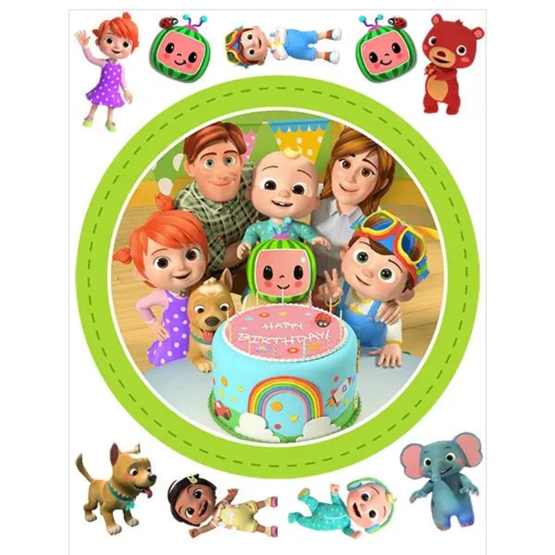 CoComelon Edible Cake Image with FREE Edible Icons