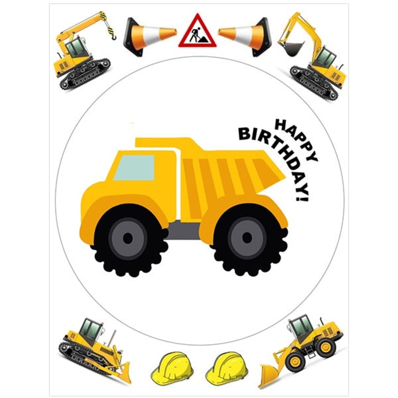 Construction Dump Truck Edible Cake Image with FREE Edible Icons