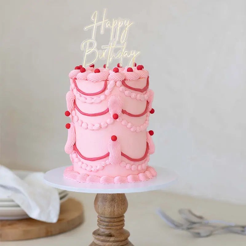 Gold Layered Happy Birthday Cake Topper