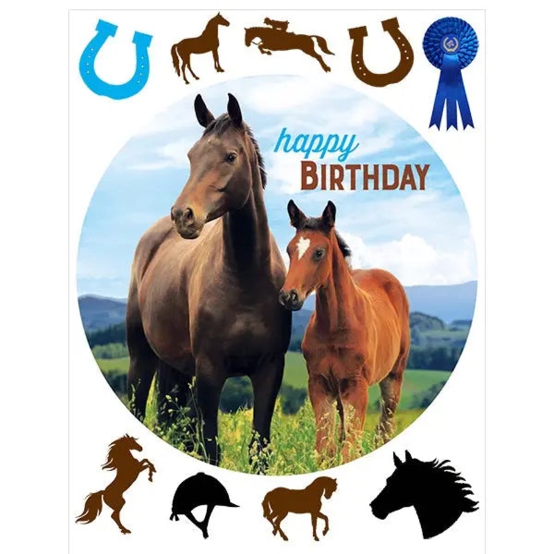 Horse & Pony Edible Cake Image with FREE Edible Icons