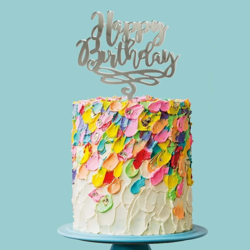 Mirror Happy Birthday Cake Topper
