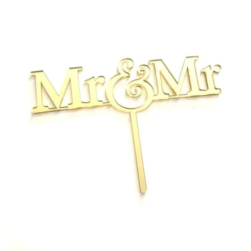 Mr & Mr Gold Cake Topper