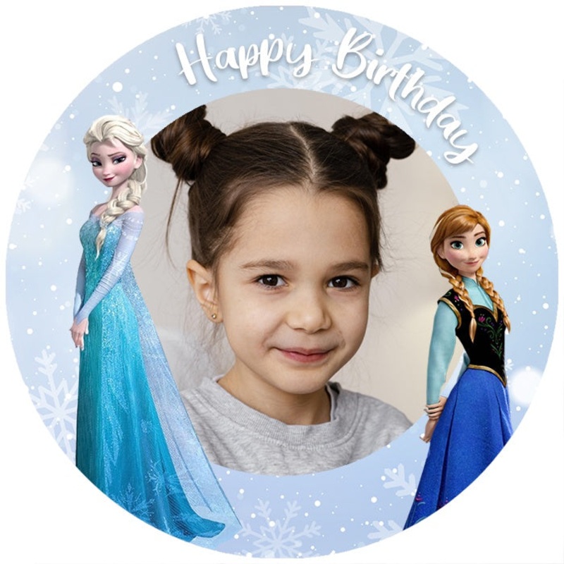 Personalised Frozen Elsa & Anna Edible Cake Image