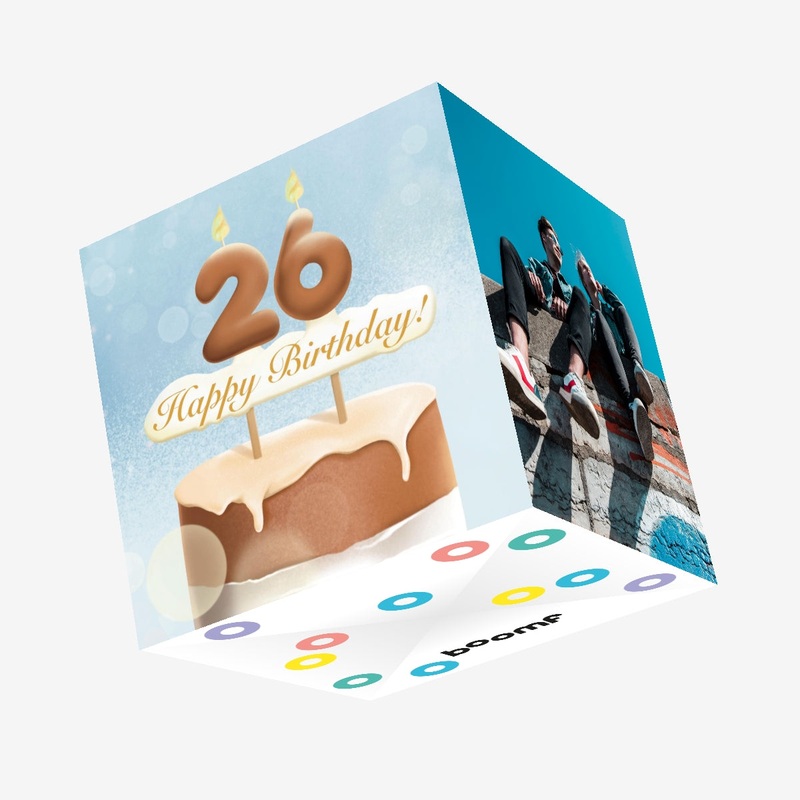 26th Happy Birthday Cake Confetti-exploding Greetings Card
