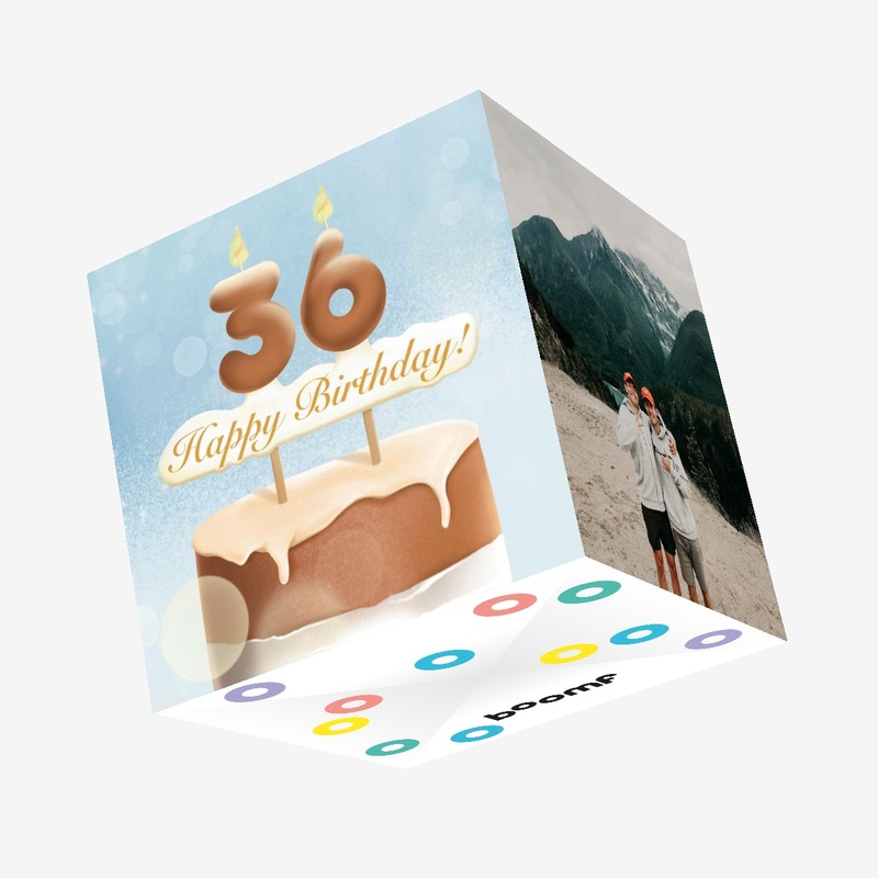 36th Happy Birthday Cake Confetti-exploding Greetings Card