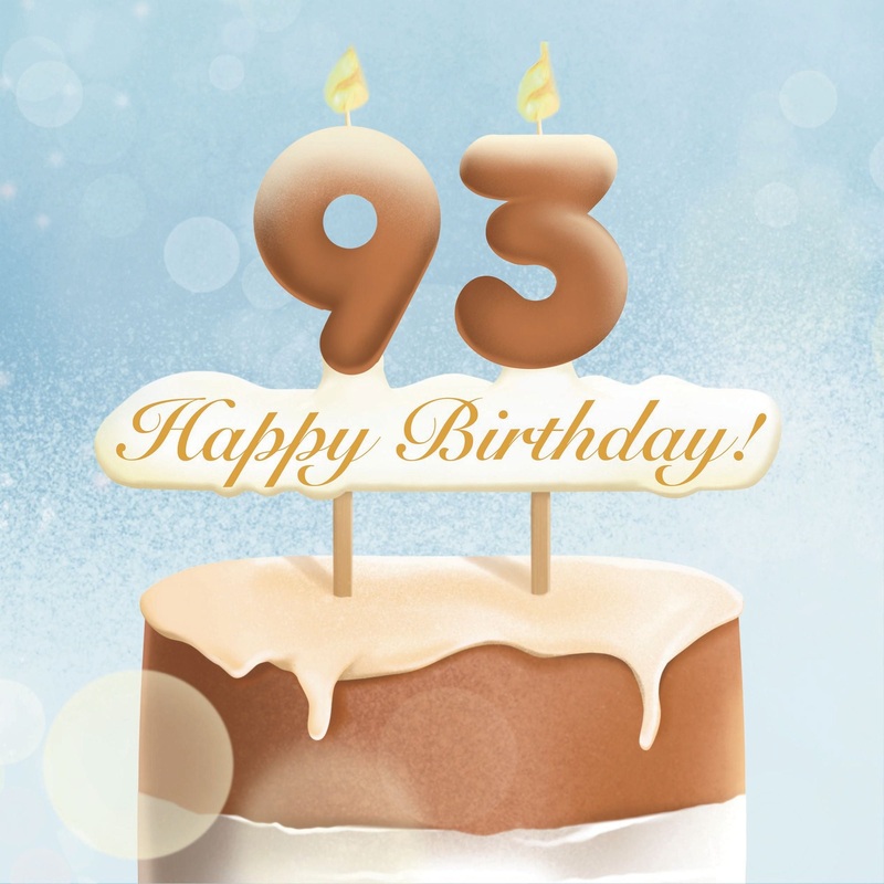 93rd Happy Birthday Cake Card