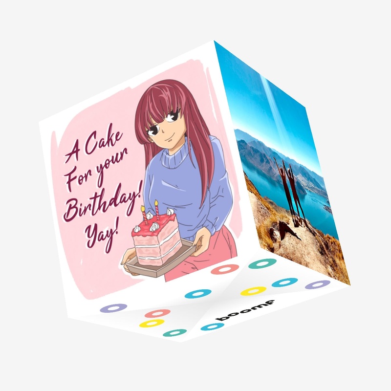 Anime Cake For Your Birthday Confetti-exploding Greetings Card