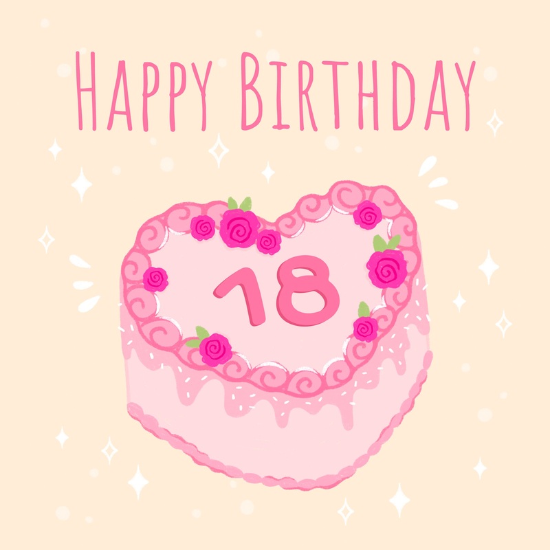 Cake With Roses Happy 18th Birthday