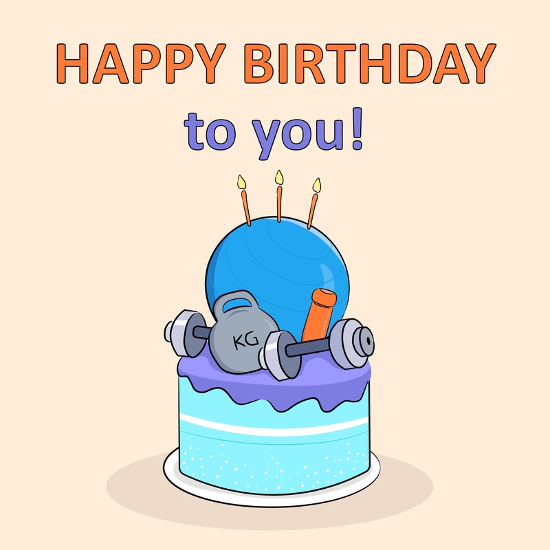 Gym Cake Happy Birthday Card