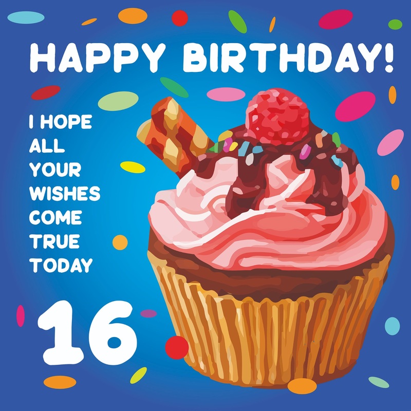 Happy 16th Birthday Cupcake Card