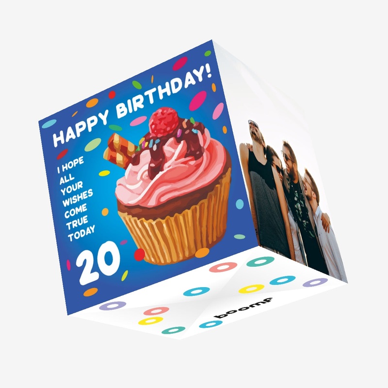 Happy 20th Birthday Cupcake Confetti-exploding Greetings Card