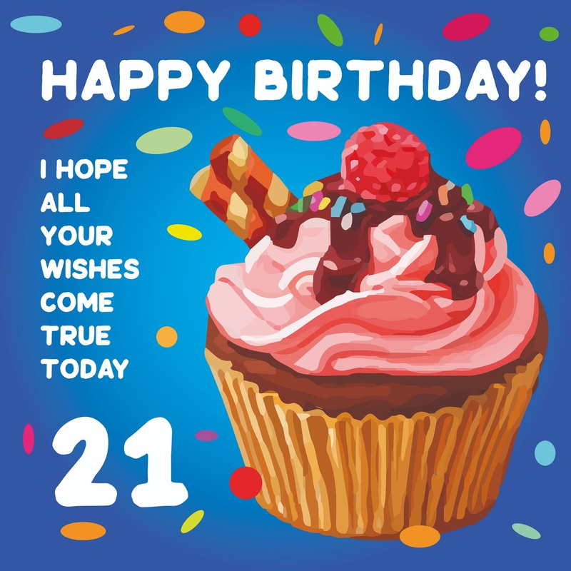 Happy 21st Birthday Cupcake Card