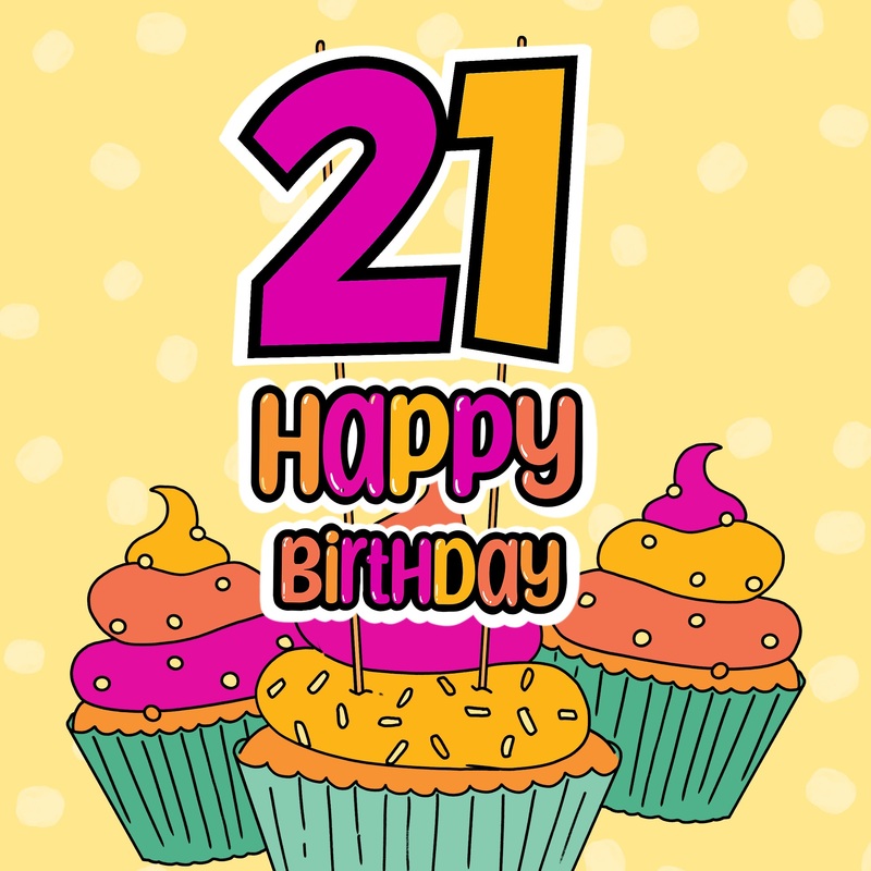 Happy 21st Birthday Pile Of Cupcakes Card