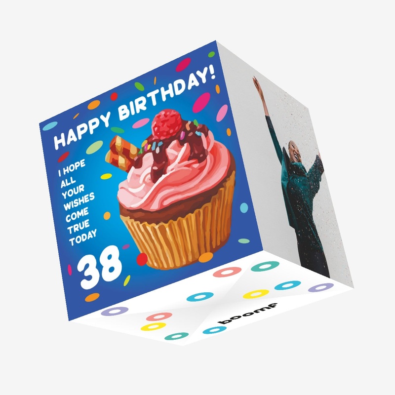 Happy 38th Birthday Cupcake Confetti-exploding Greetings Card