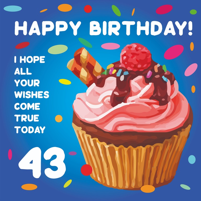 Happy 43rd Birthday Cupcake Card