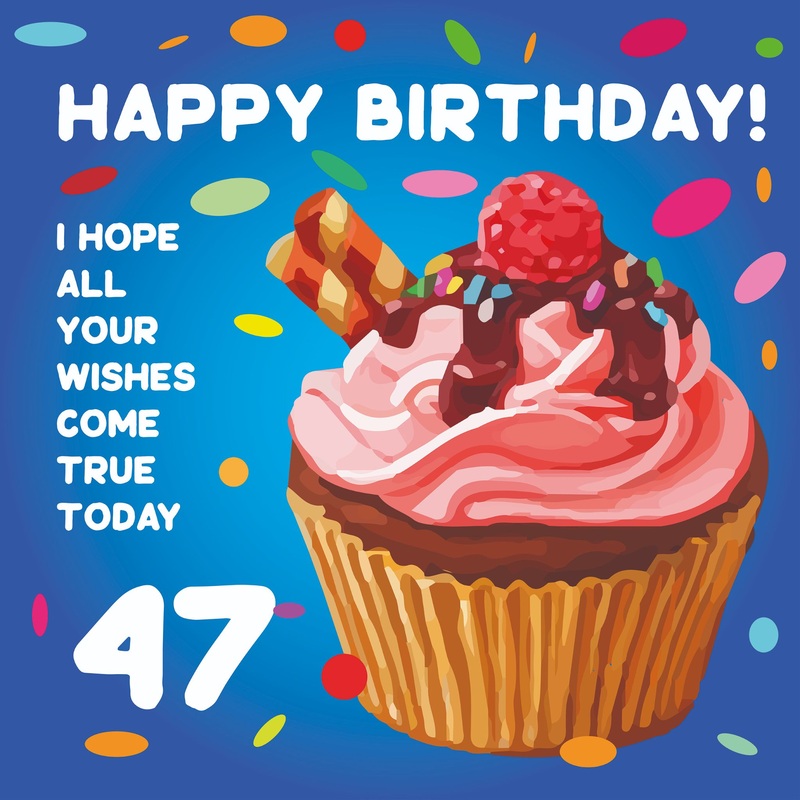 Happy 47th Birthday Cupcake Card
