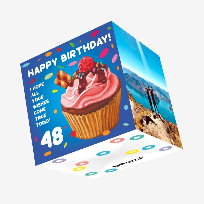Happy 48th Birthday Cupcake Confetti-exploding Greetings Card