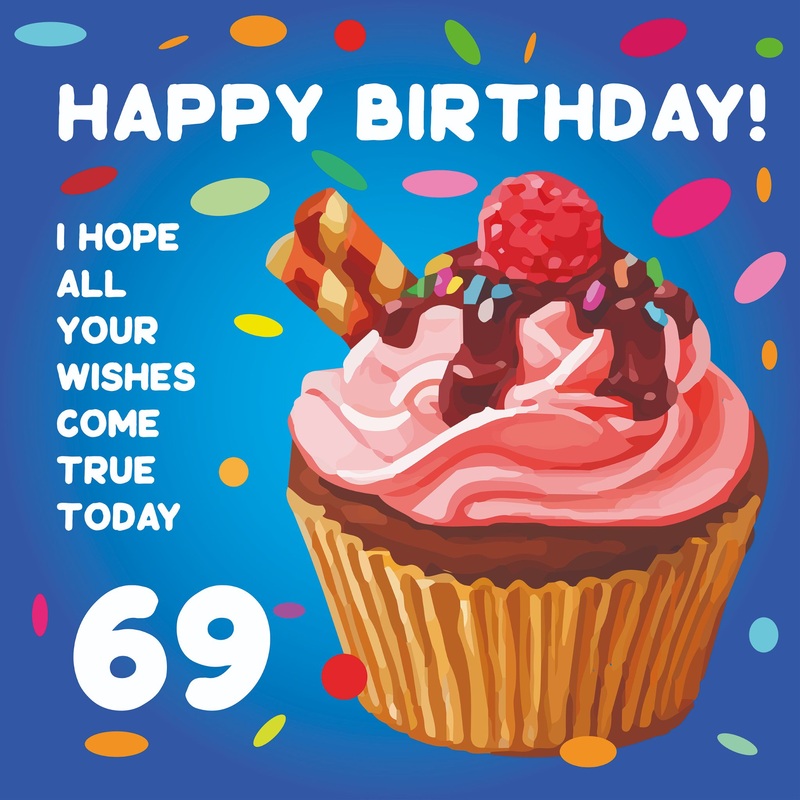Happy 69th Birthday Cupcake Card