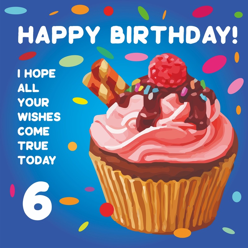 Happy 6th Birthday Cupcake Card