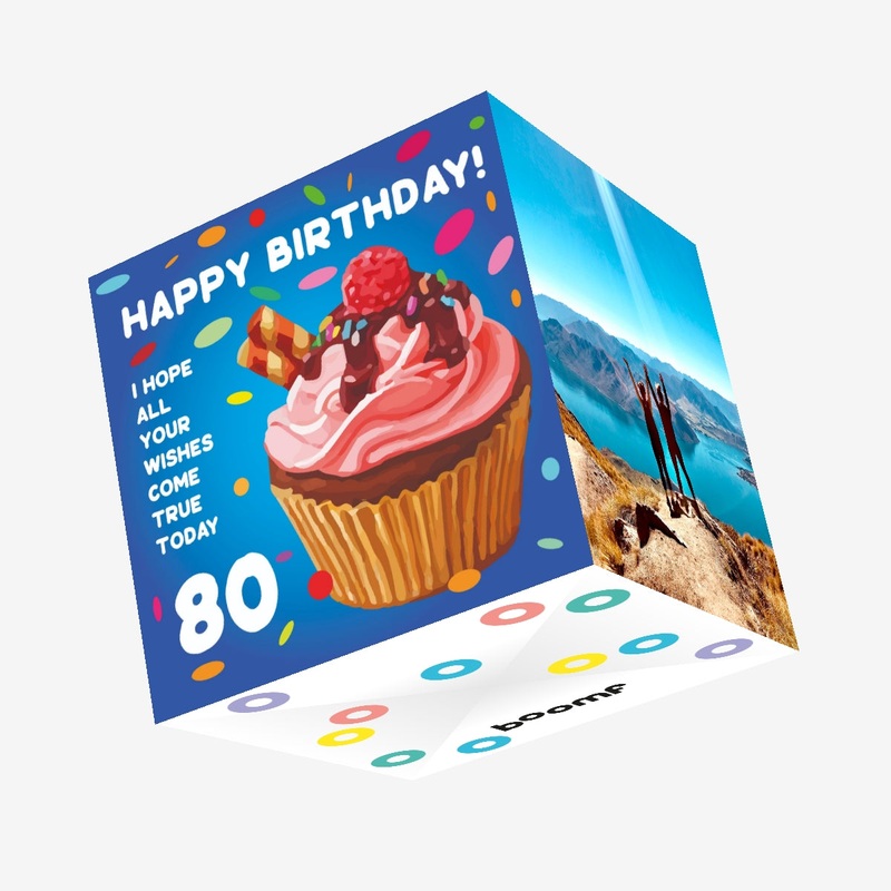 Happy 80th Birthday Cupcake Confetti-exploding Greetings Card