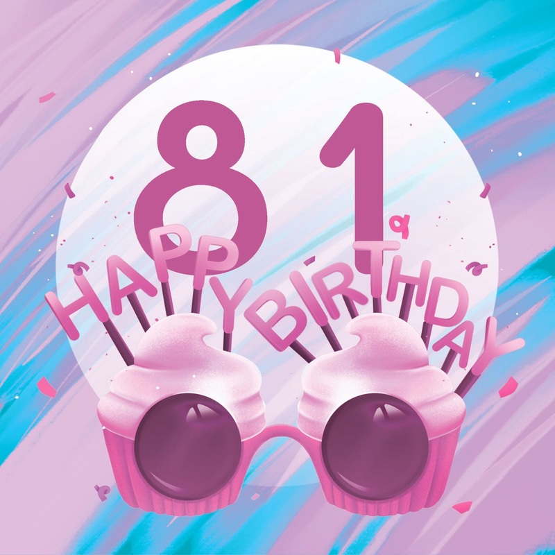 Happy 81st Birthday Cupcake Glasses Card